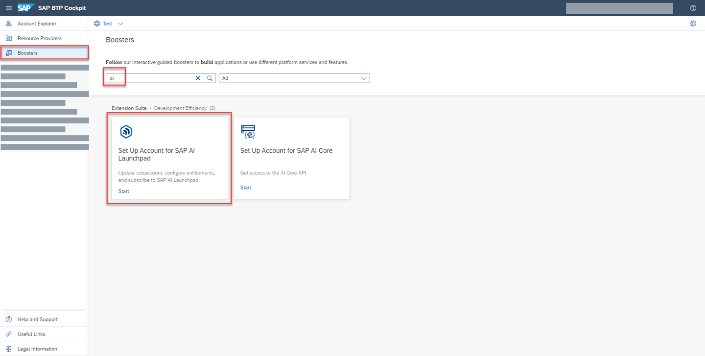 Locate the booster for SAP AI Launchpad