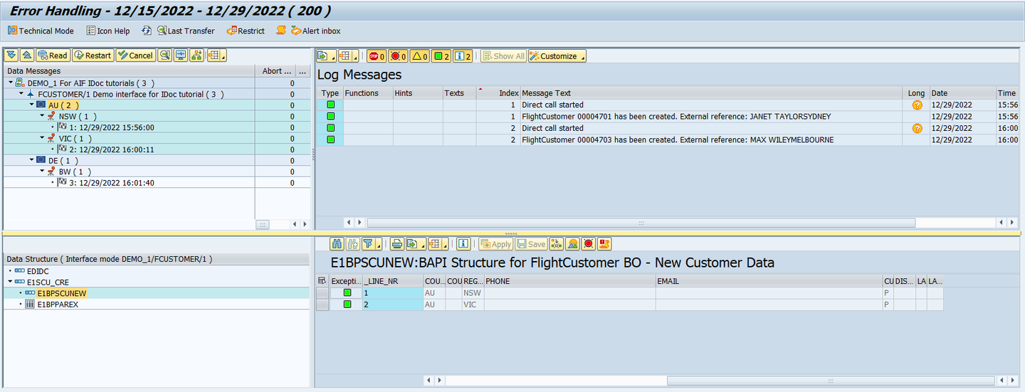 Display messages