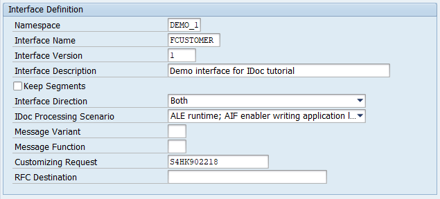 IDoc Structure Generator - Interface Definition