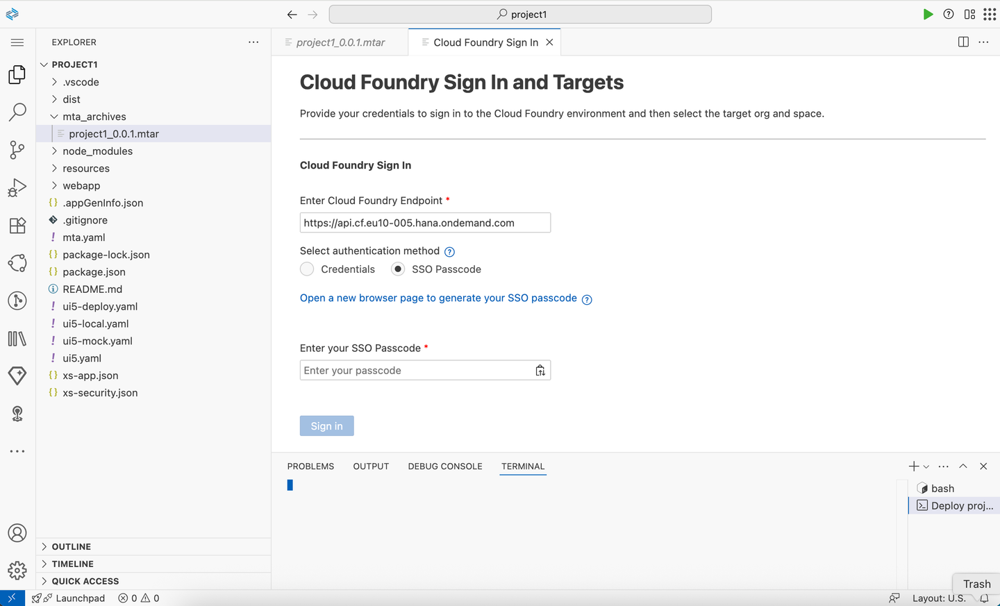 Login to Cloud Foundry