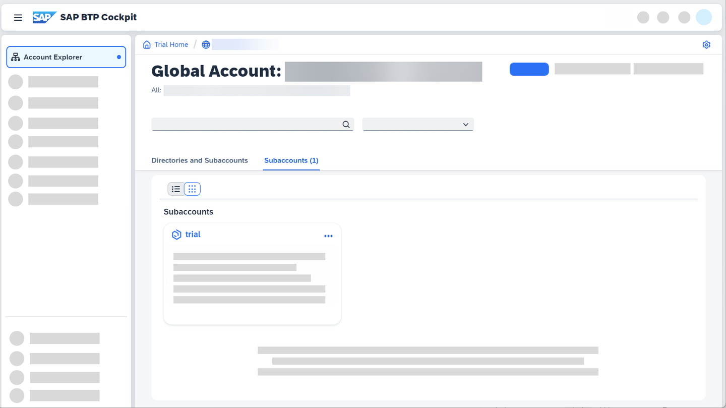Go to subaccount