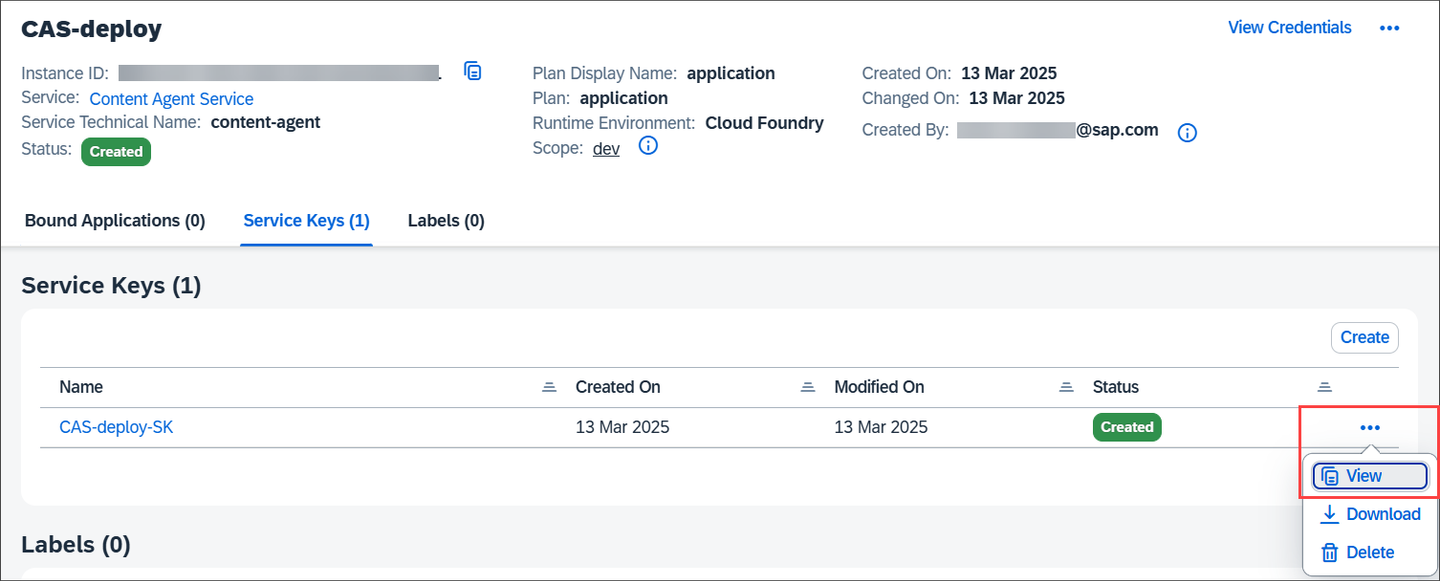 Create CAS Service Key 3