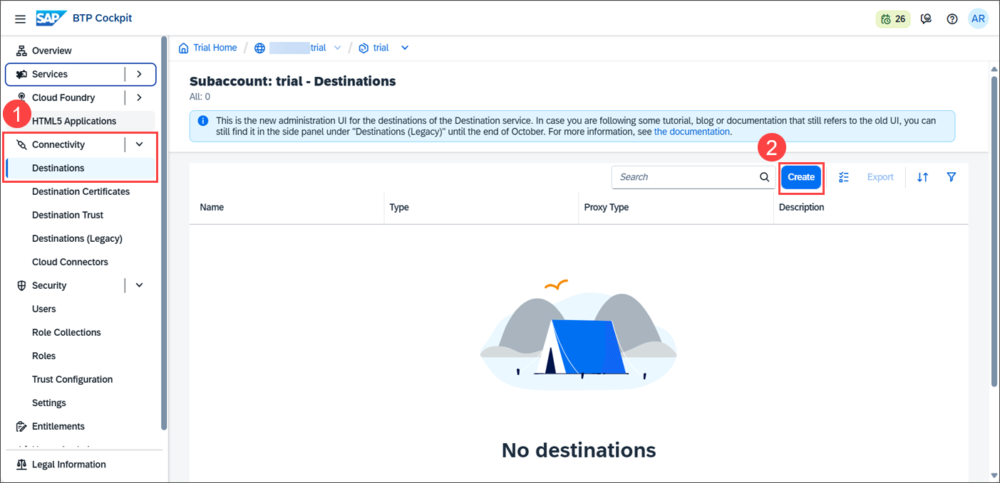 Create Cloud Integration Destination 1