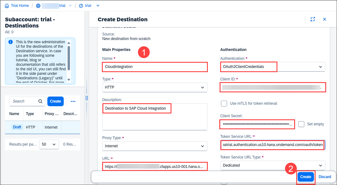 Create Cloud Integration Destination 3
