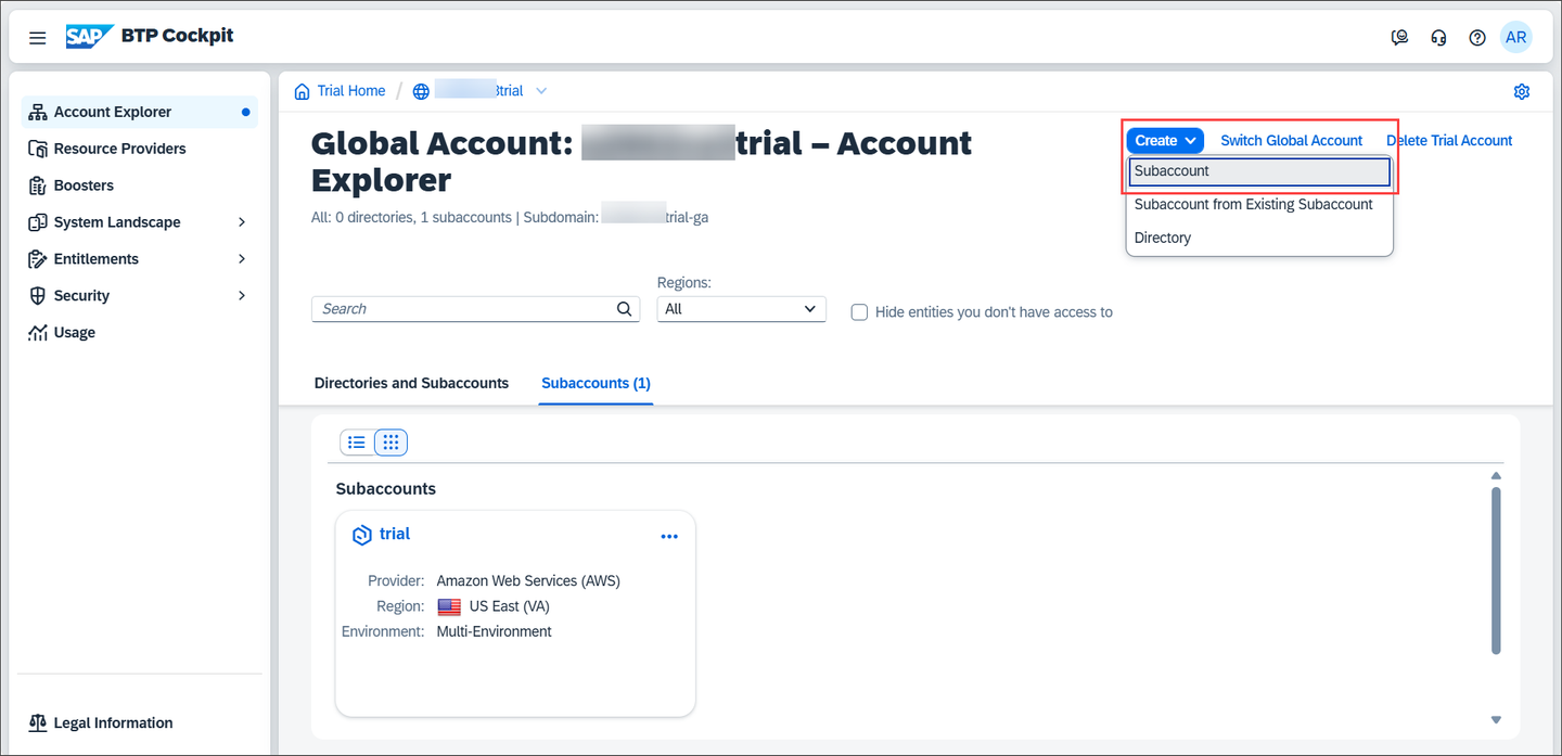 Create CS Subaccount 01