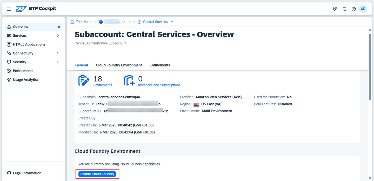 Create CS Subaccount 05