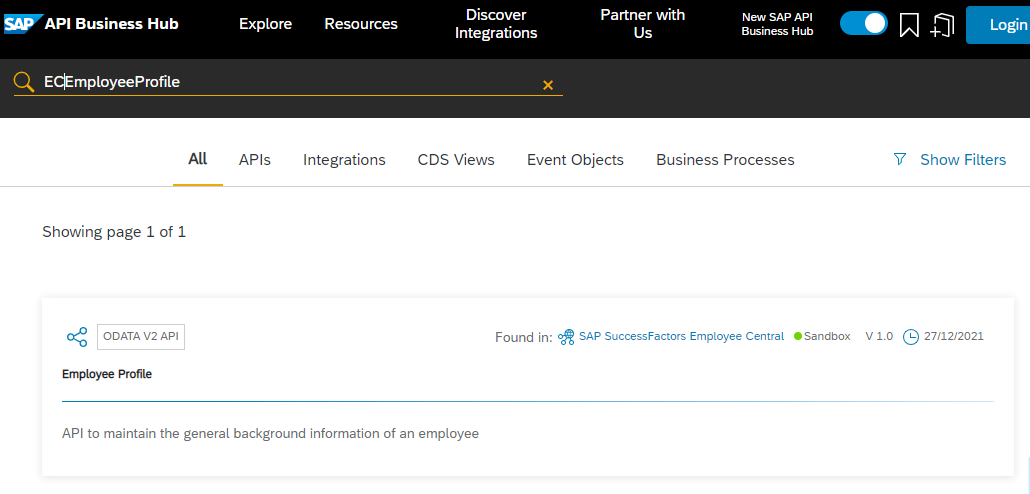 Figure 2 โ Find the ECEmployeeProfile OData Service