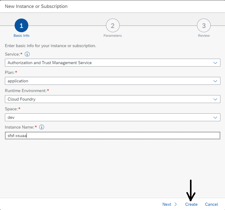 Figure 15 โ XSUAA Service instance