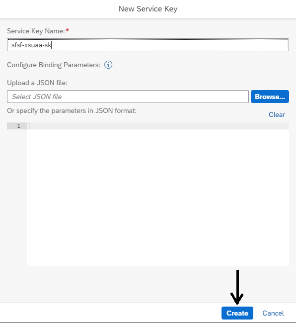 Figure 20 โ Service Key for XSUAA Service instance