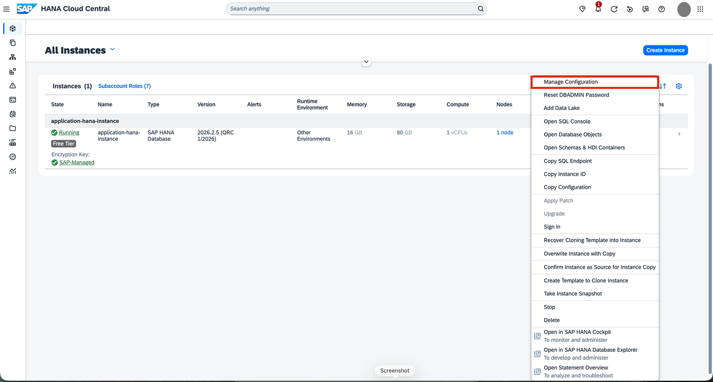 Manage instance configuration