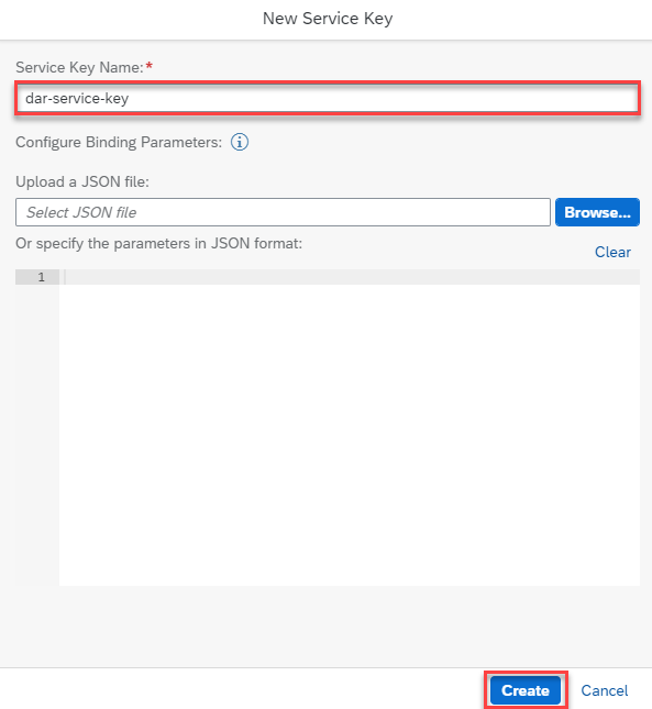 Create Service Key