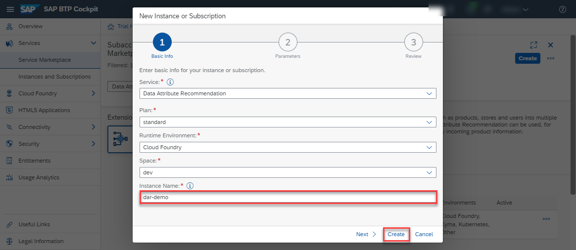 Create Instance