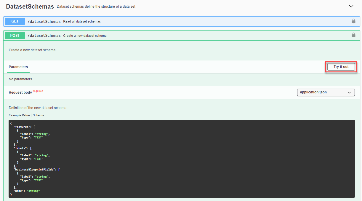 Dataset Schema Endpoint