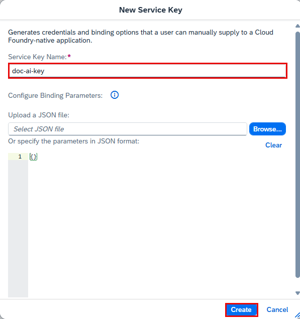 Create Service Key