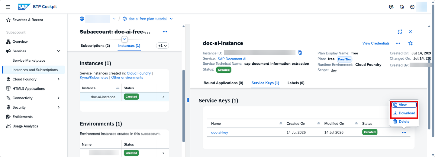 View Service Key