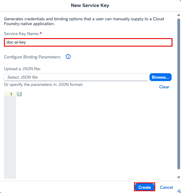 Create Service Key