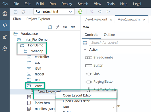 Open layout editor