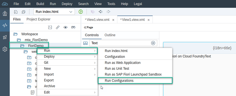 Run configuration