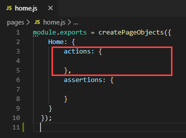 Empty Actions Section in Home Screen Test