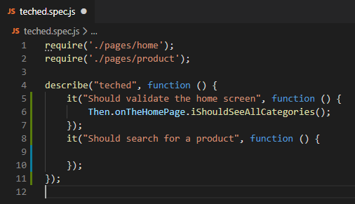 Skeleton of Product Search Test