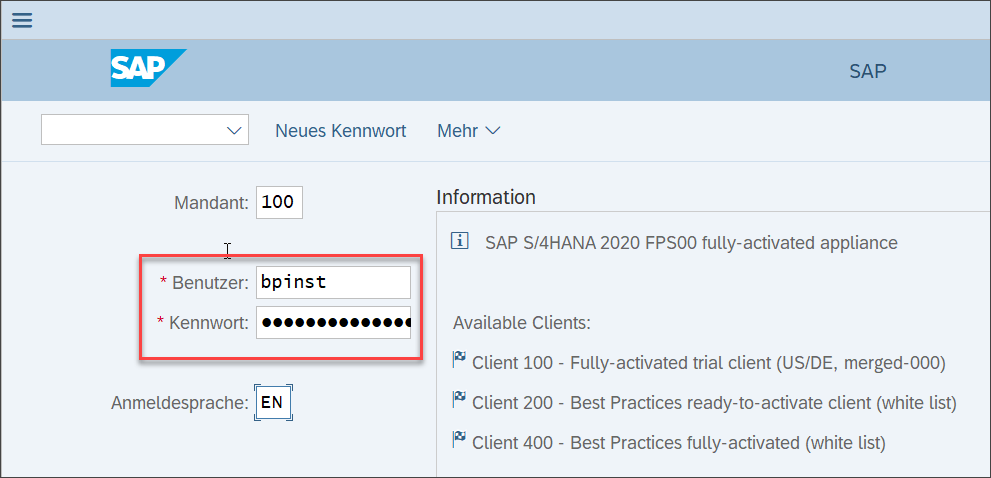 Login to SAP S/4HANA