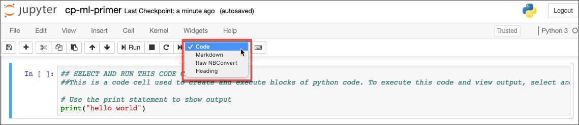 Jupyter cell type change
