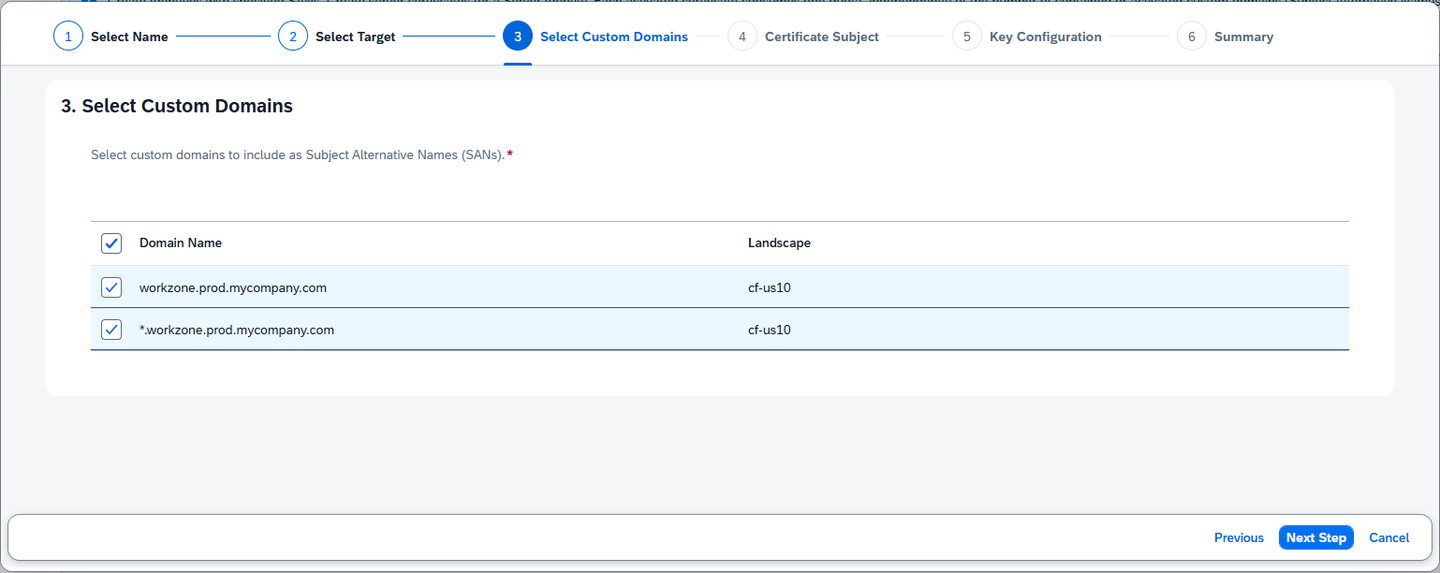 Select domains