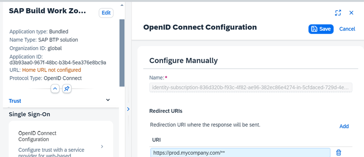 OpenID Connect Configuration