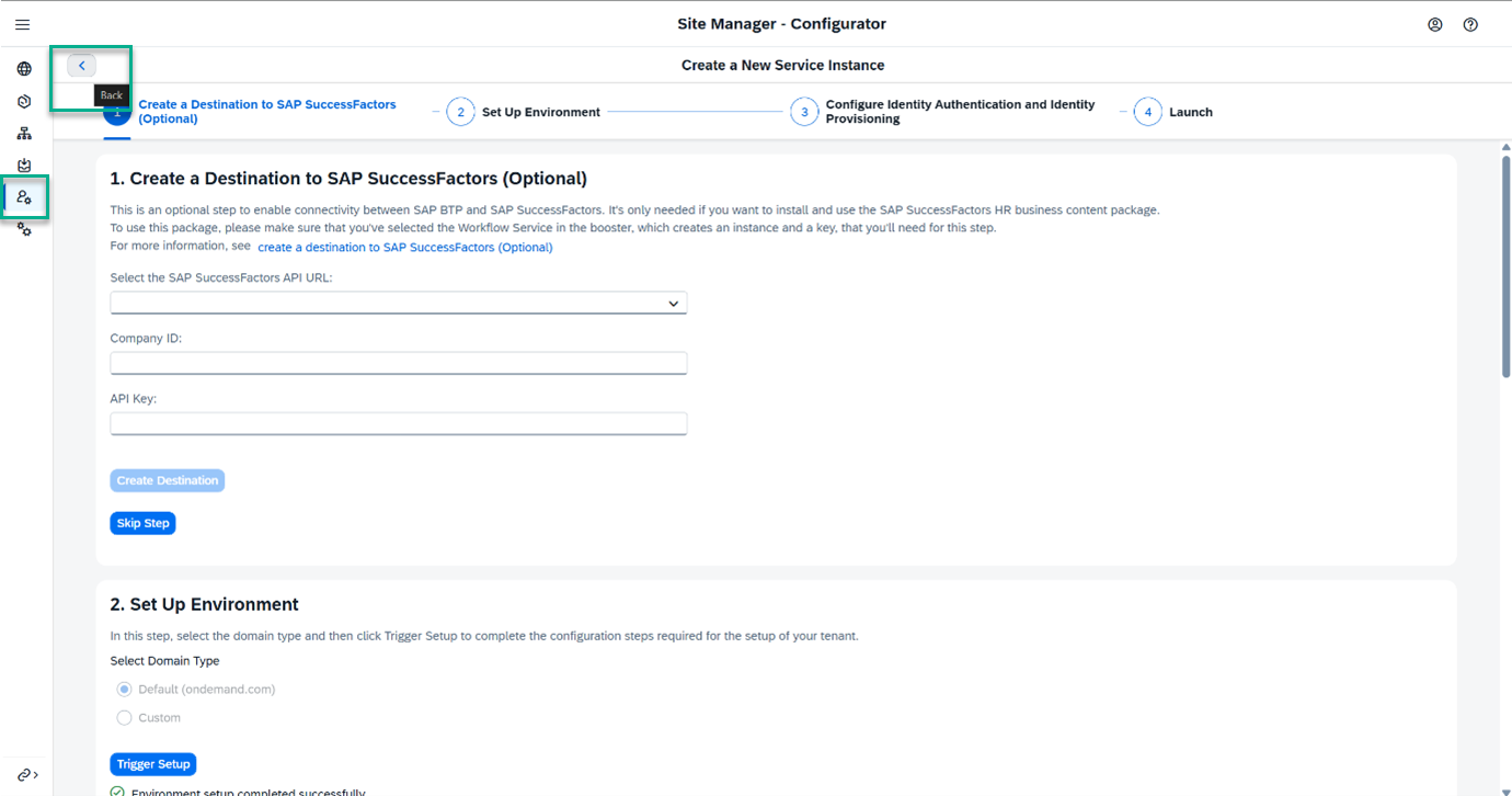 Configurator icon back button