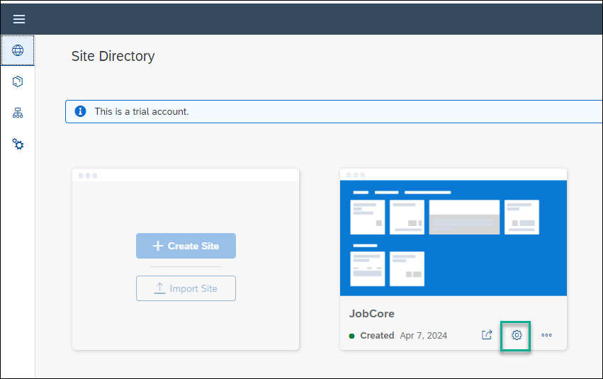 Open Site Settings