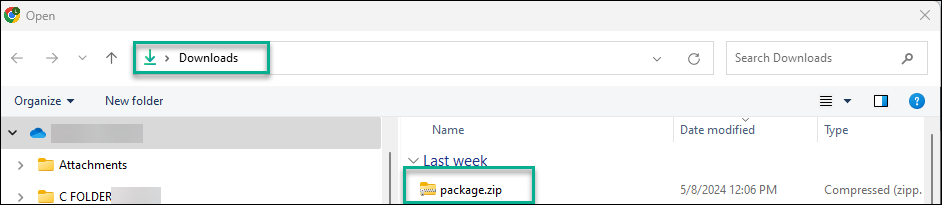 Browse for ZIP file