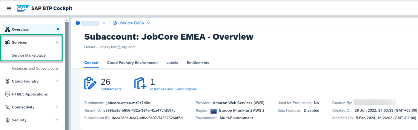 Go to service Marketplace