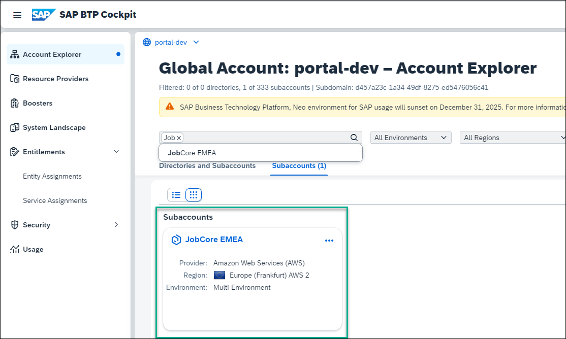 Open subaccount