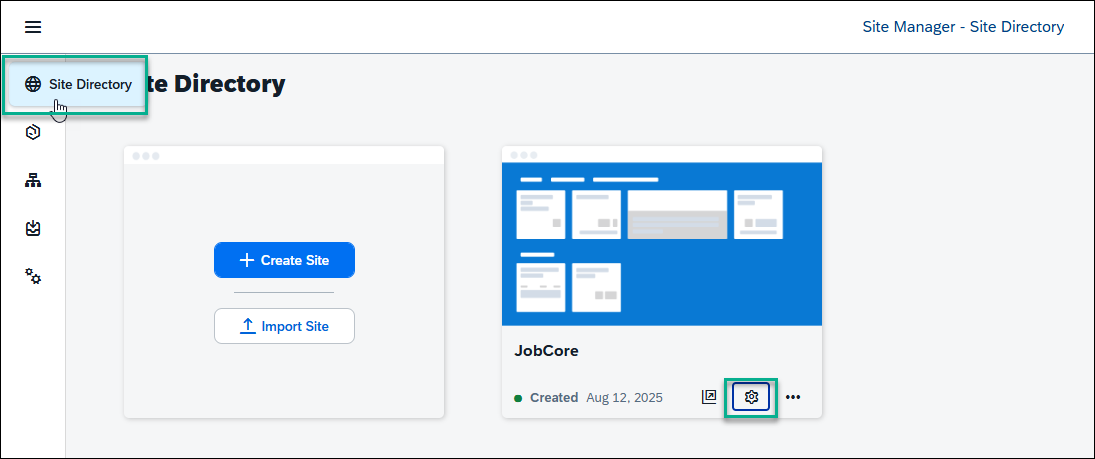 Open Site Settings