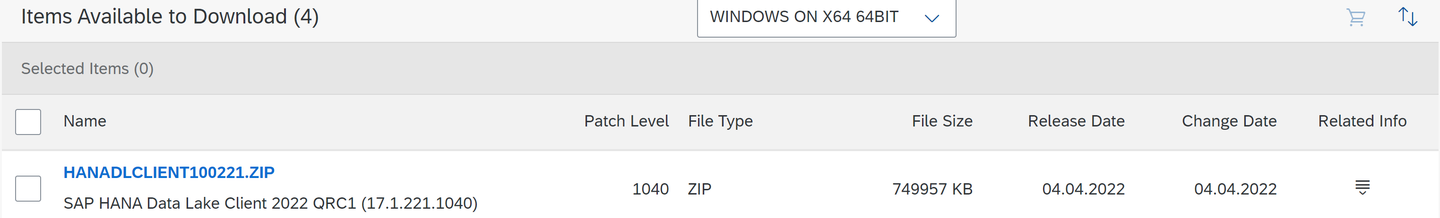 HANA Data Lake software center client installer