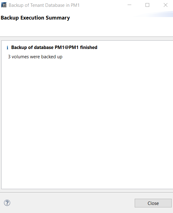 Backup Execution Summary