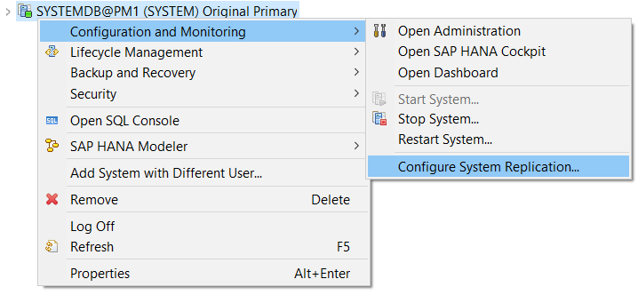 Configure Original Primary System
