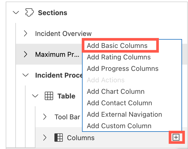 Add Columns Icon