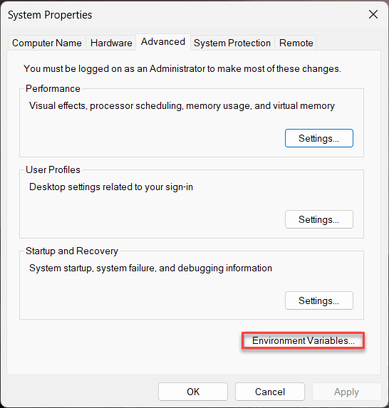 Edit Environment Variables