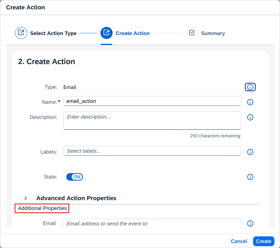 email action details