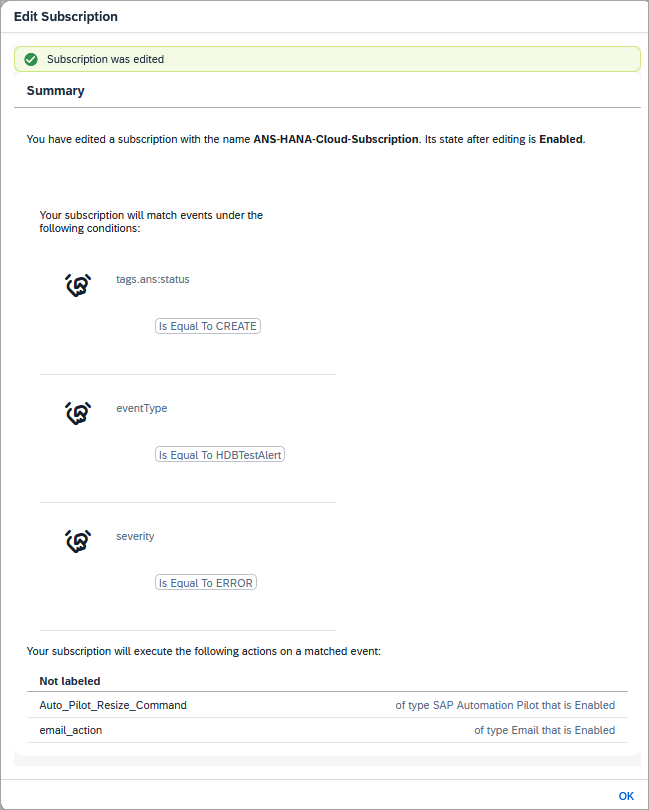 action added to subscription