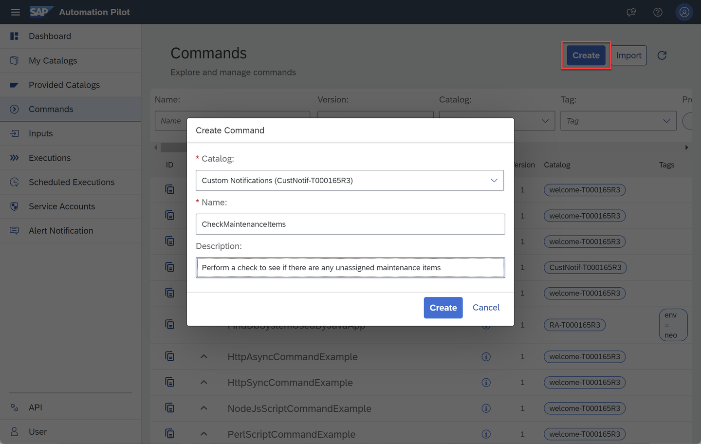 create command