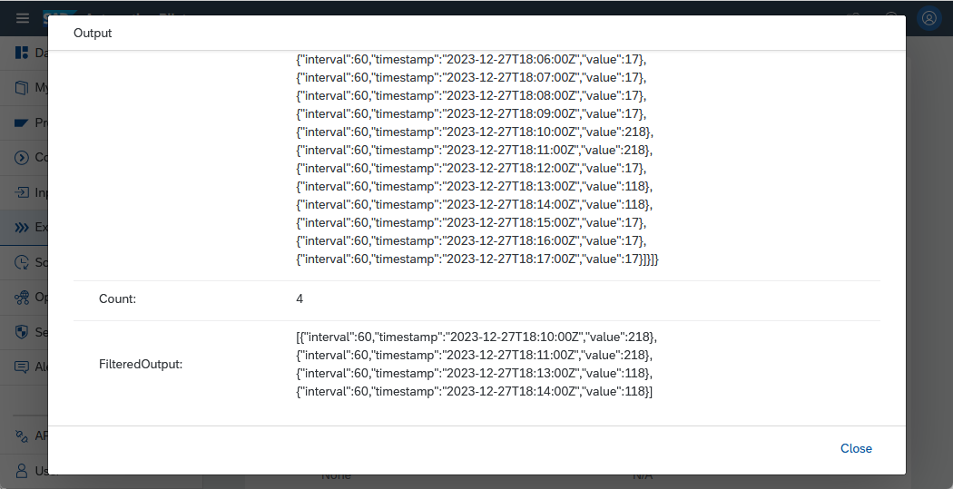 number of times above threshold