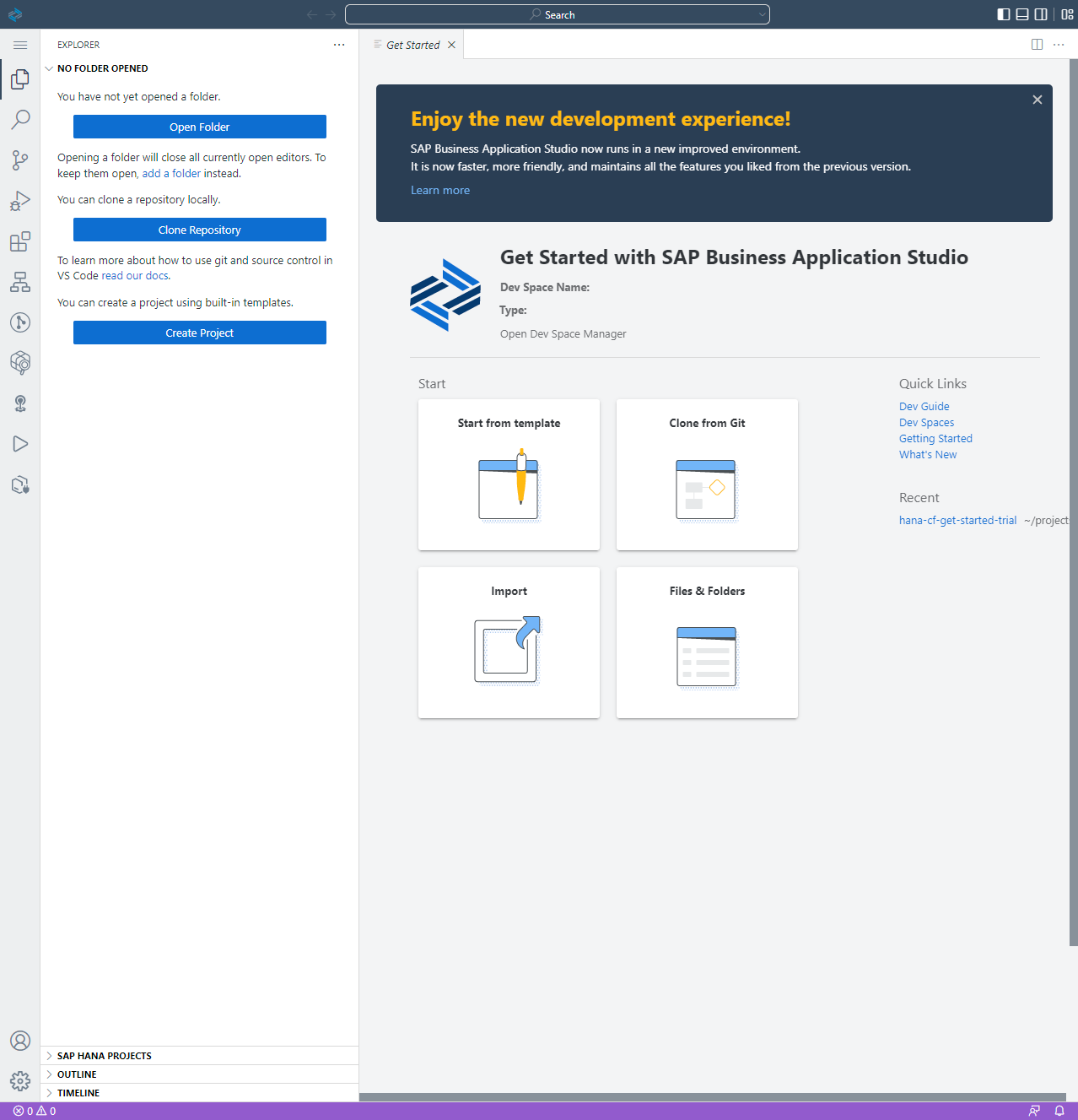 Business Application Studio is running
