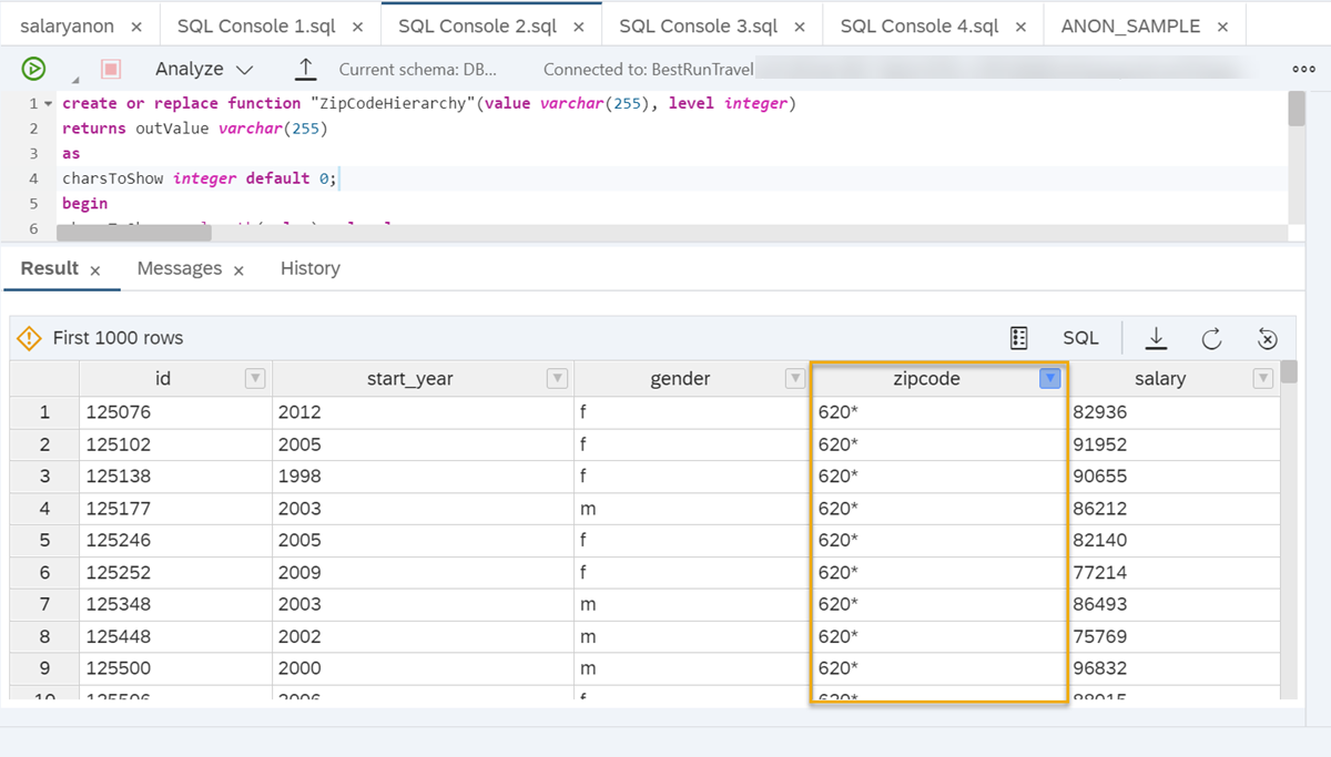 zip code Hierarchy function