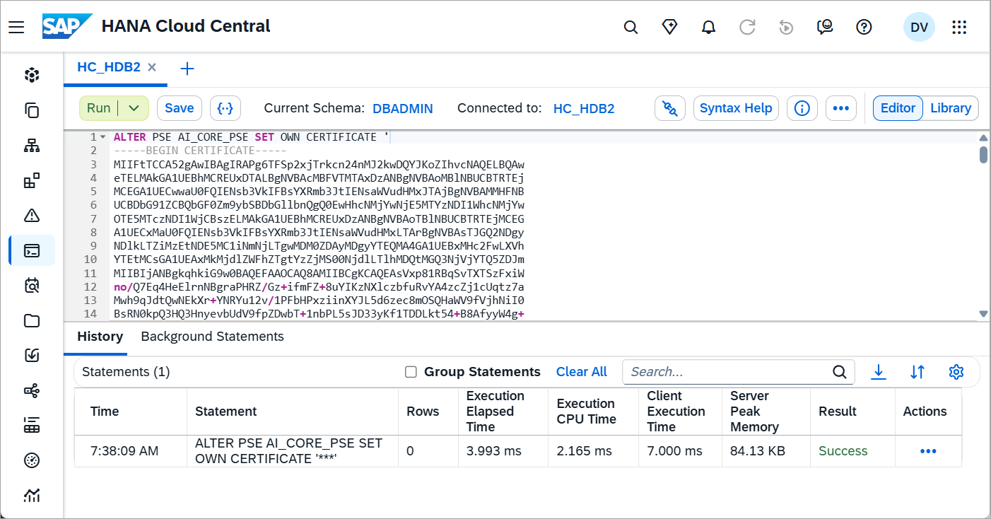 add certificates to the pse
