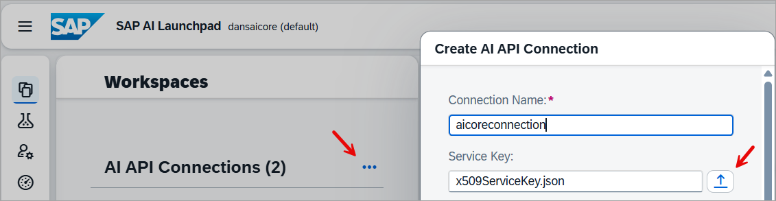 connect to the AI Core instance from the SAP AI Launchpad