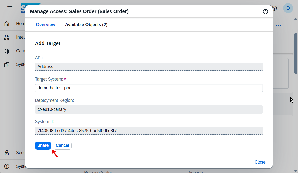 Complete the sharing of the data product