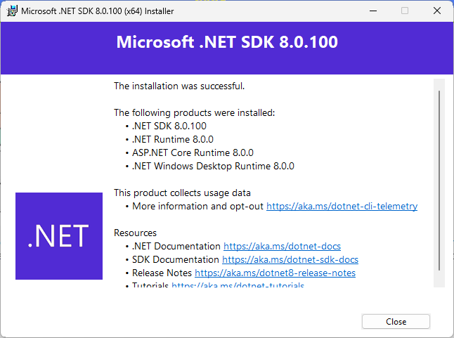 .NET Core SDK Install