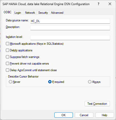 specify the data source name